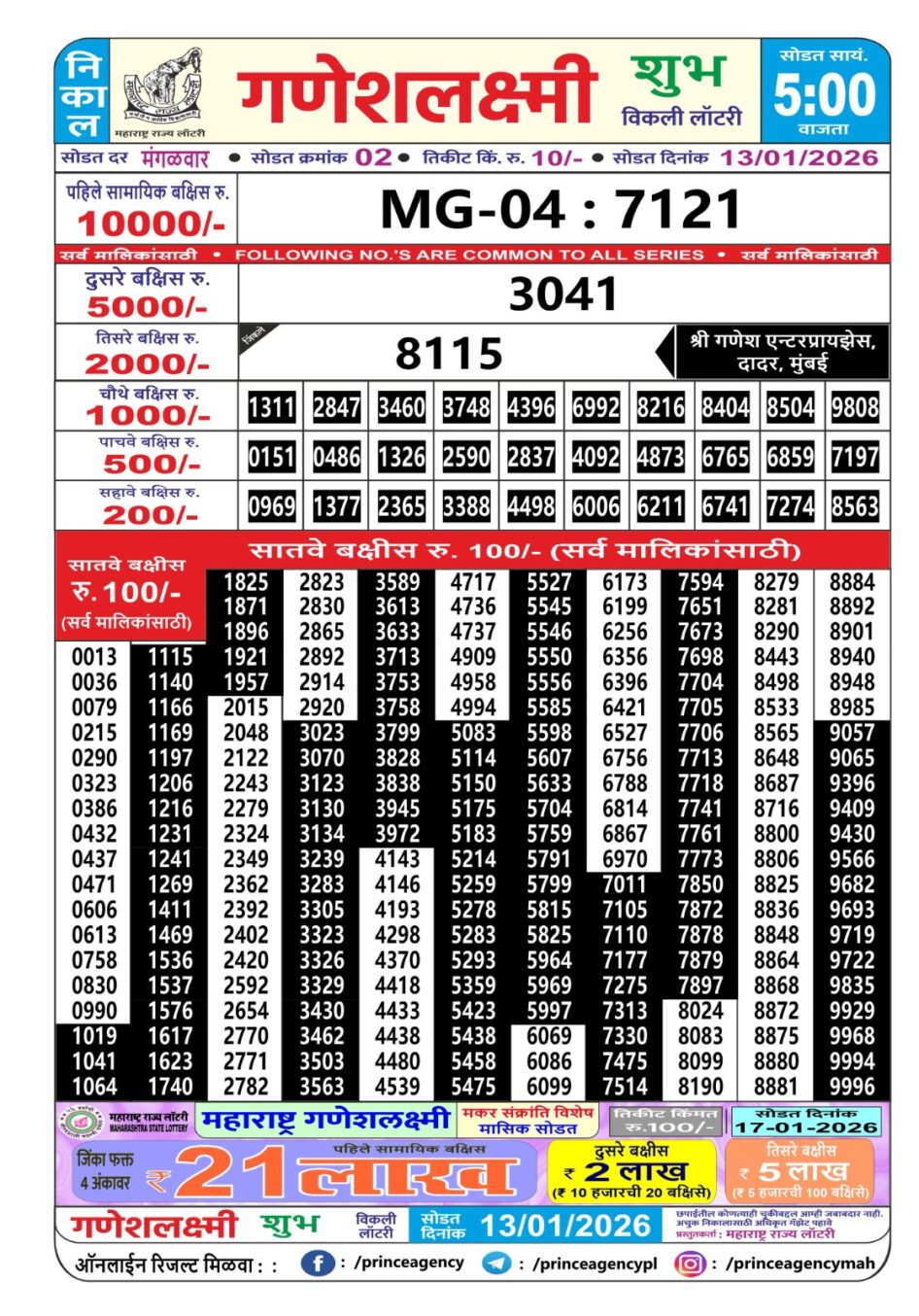 Everest Result Today Dear Lottery Chart