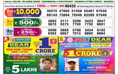 Dear Lottery 8pm Result 20.01.26