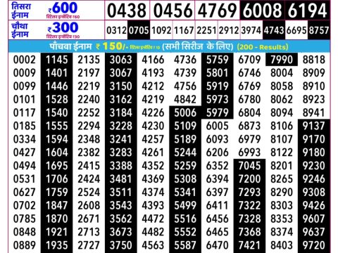 Everest Result Today Dear Lottery Chart
