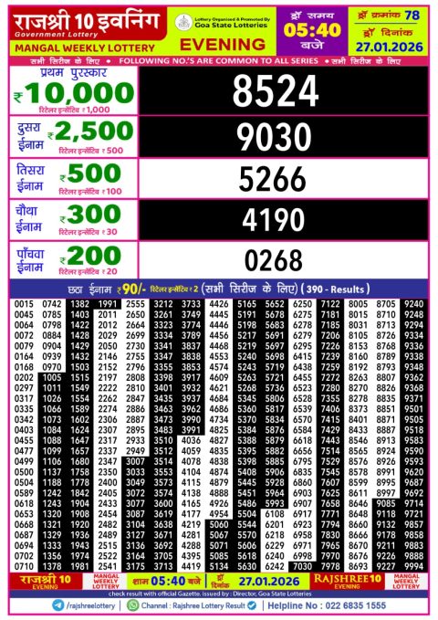 Everest Result Today Dear Lottery Chart