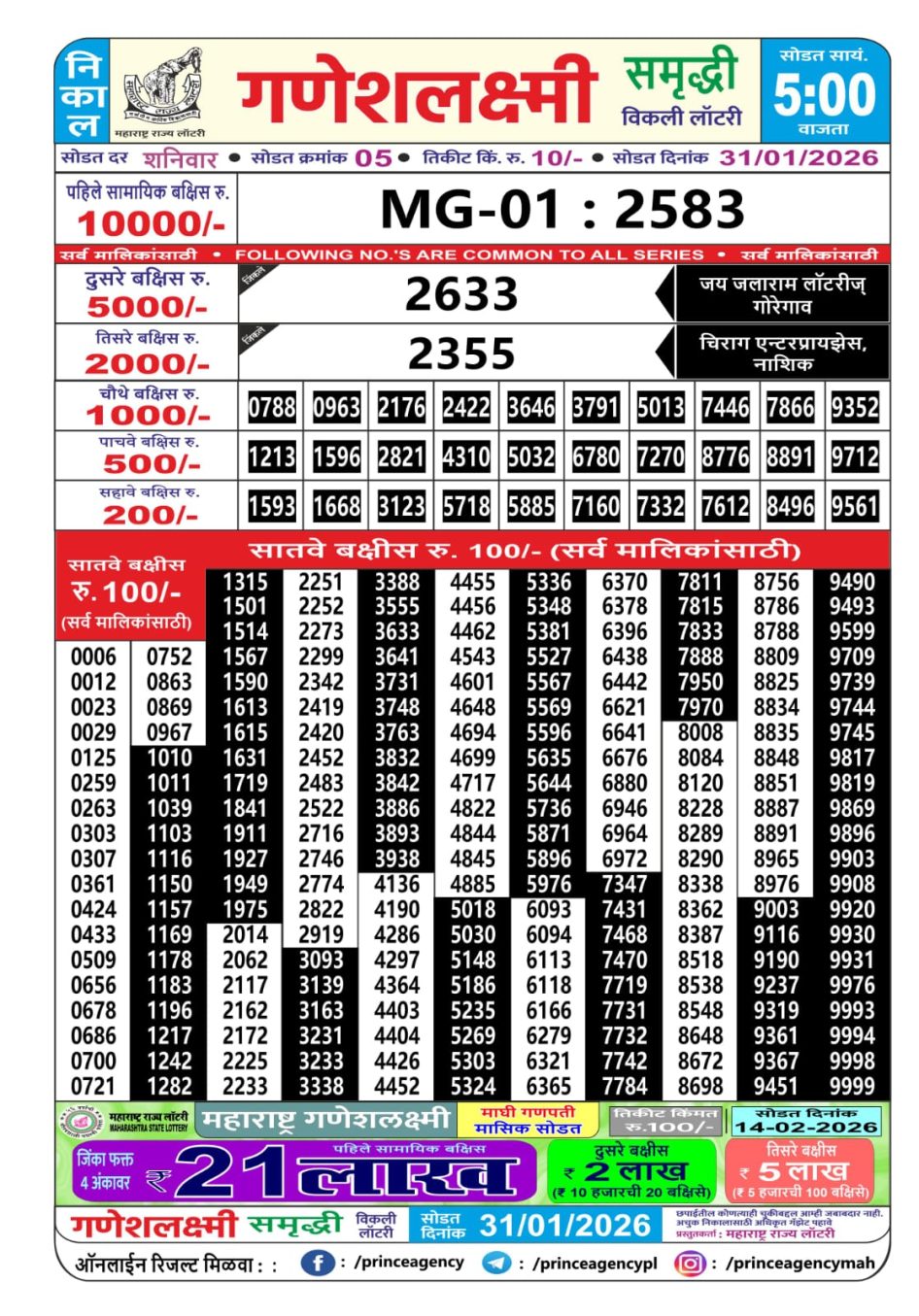 Everest Result Today Dear Lottery Chart