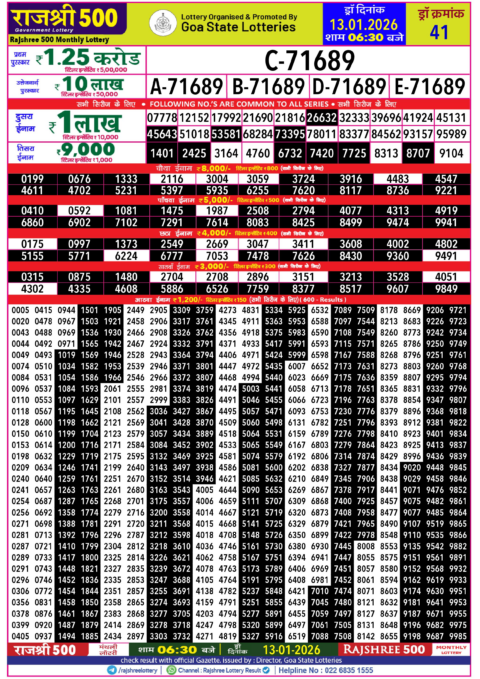 Everest Result Today Dear Lottery Chart