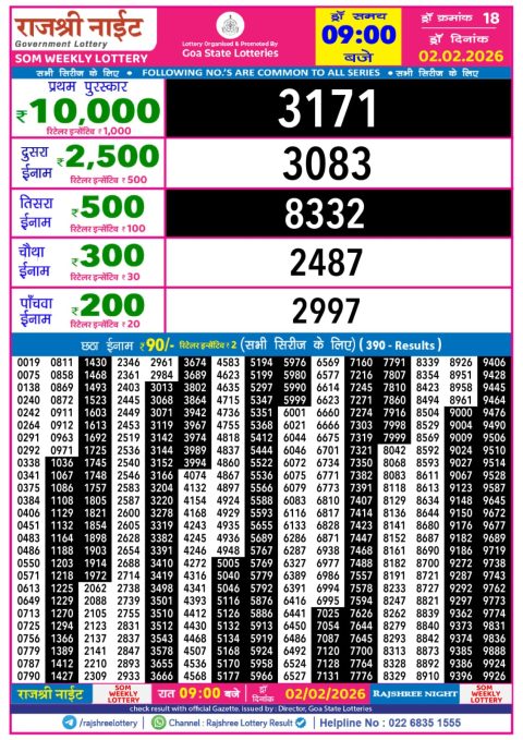 Everest Result Today Dear Lottery Chart