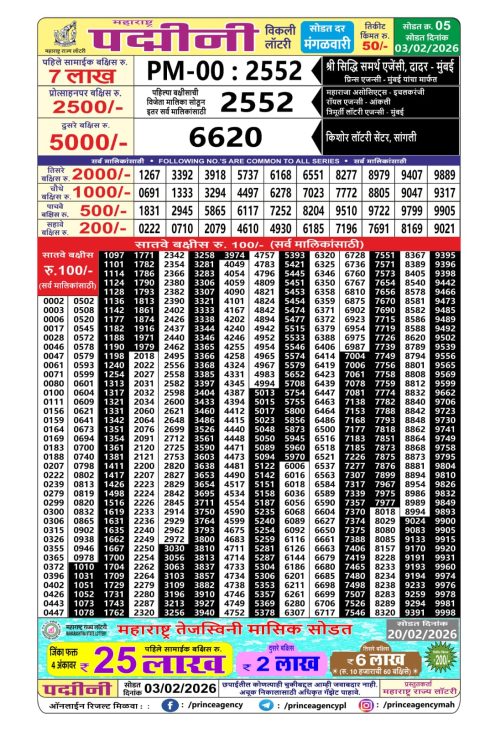 Everest Result Today Dear Lottery Chart