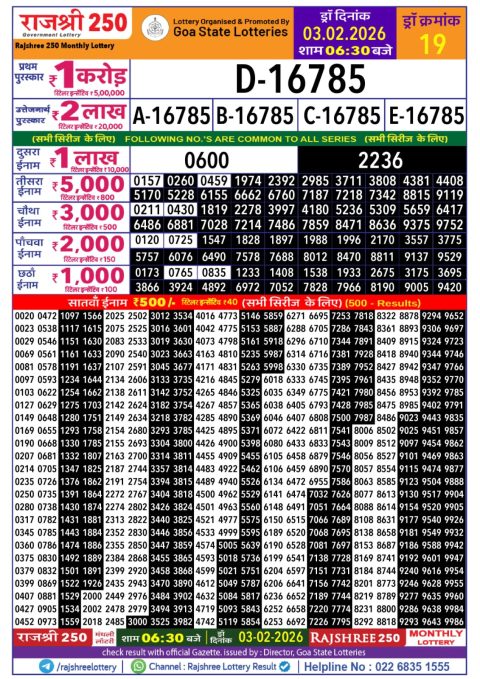 Everest Result Today Dear Lottery Chart