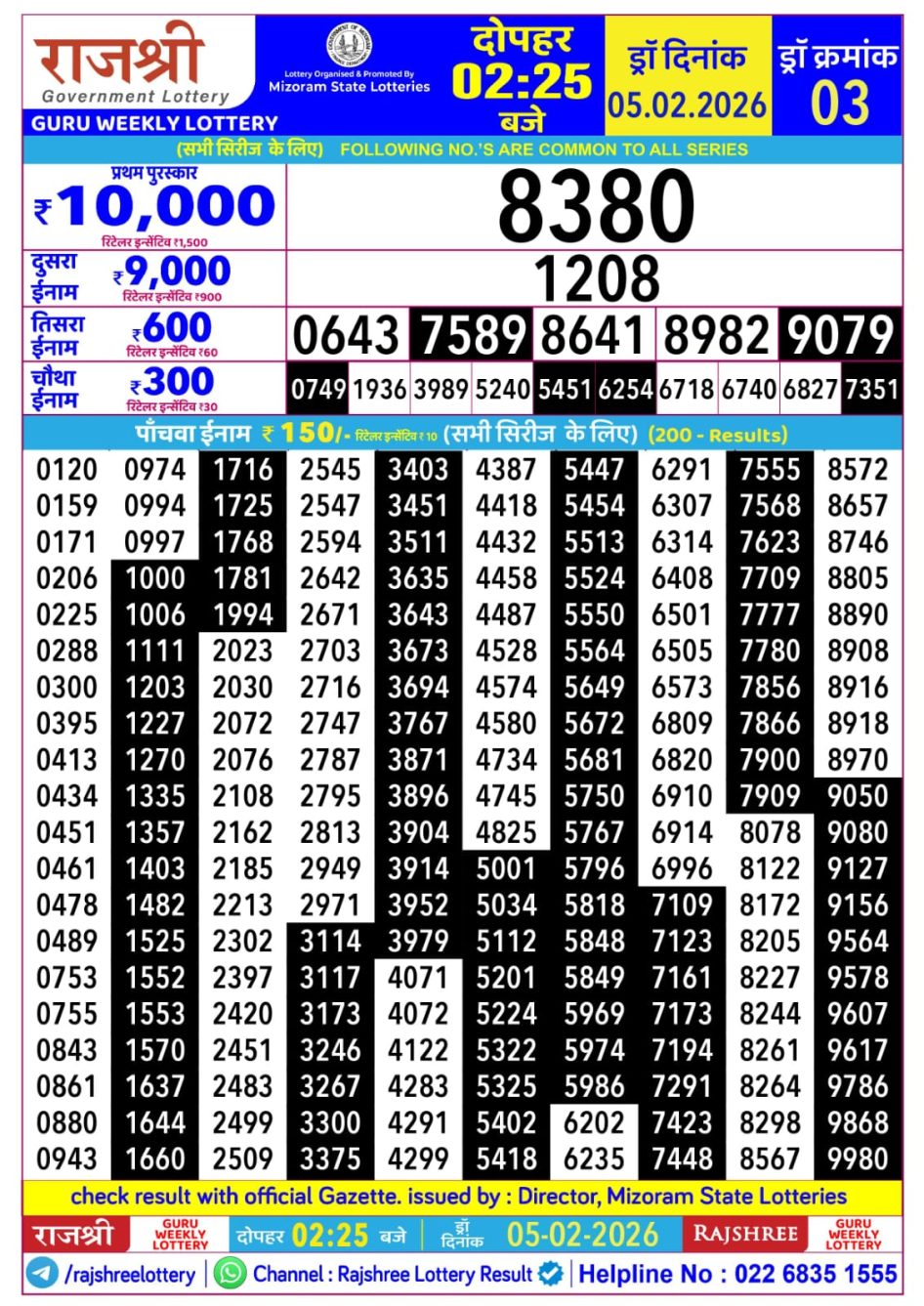 Everest Result Today Dear Lottery Chart