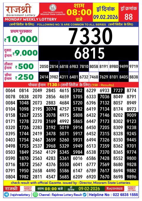 Everest Result Today Dear Lottery Chart