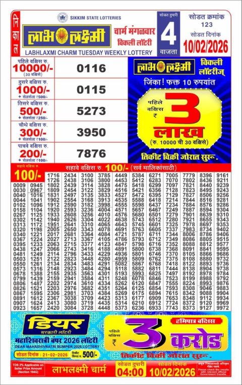 Everest Result Today Dear Lottery Chart