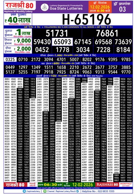 Everest Result Today Dear Lottery Chart