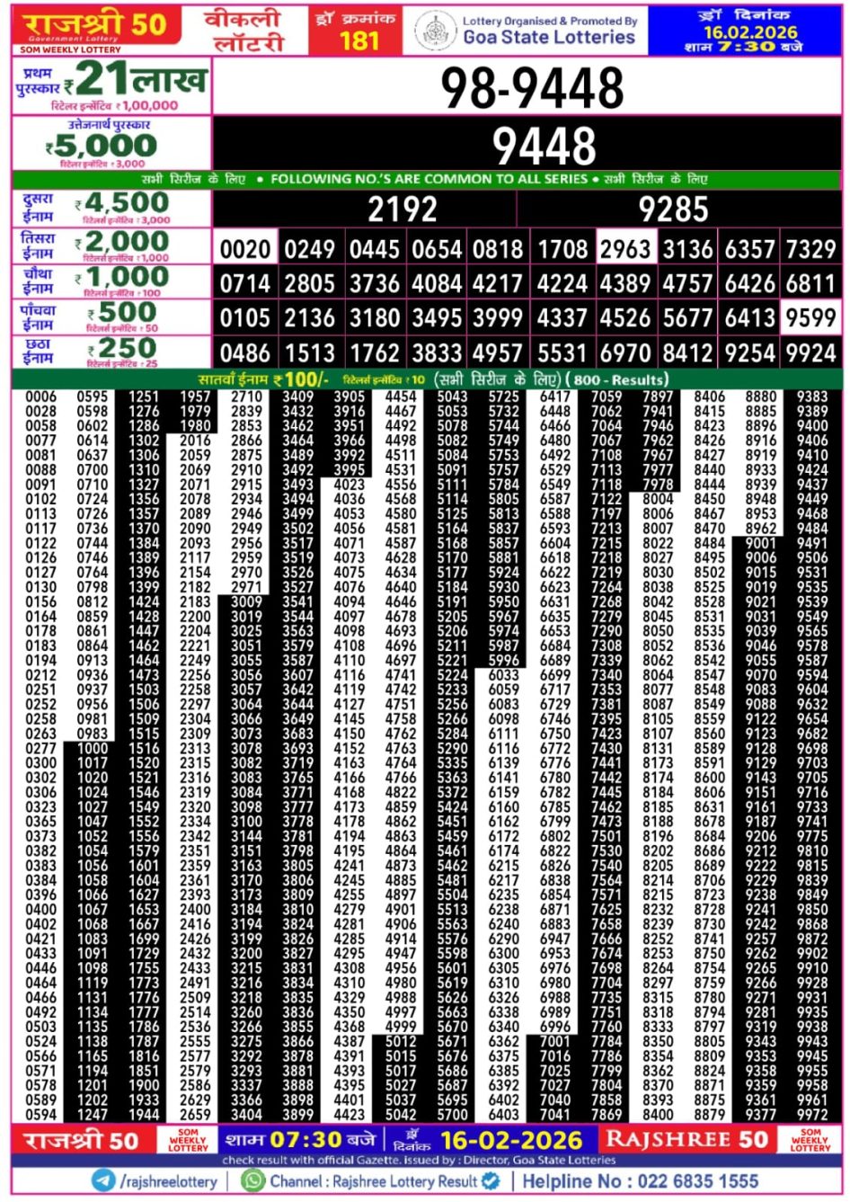 Everest Result Today Dear Lottery Chart