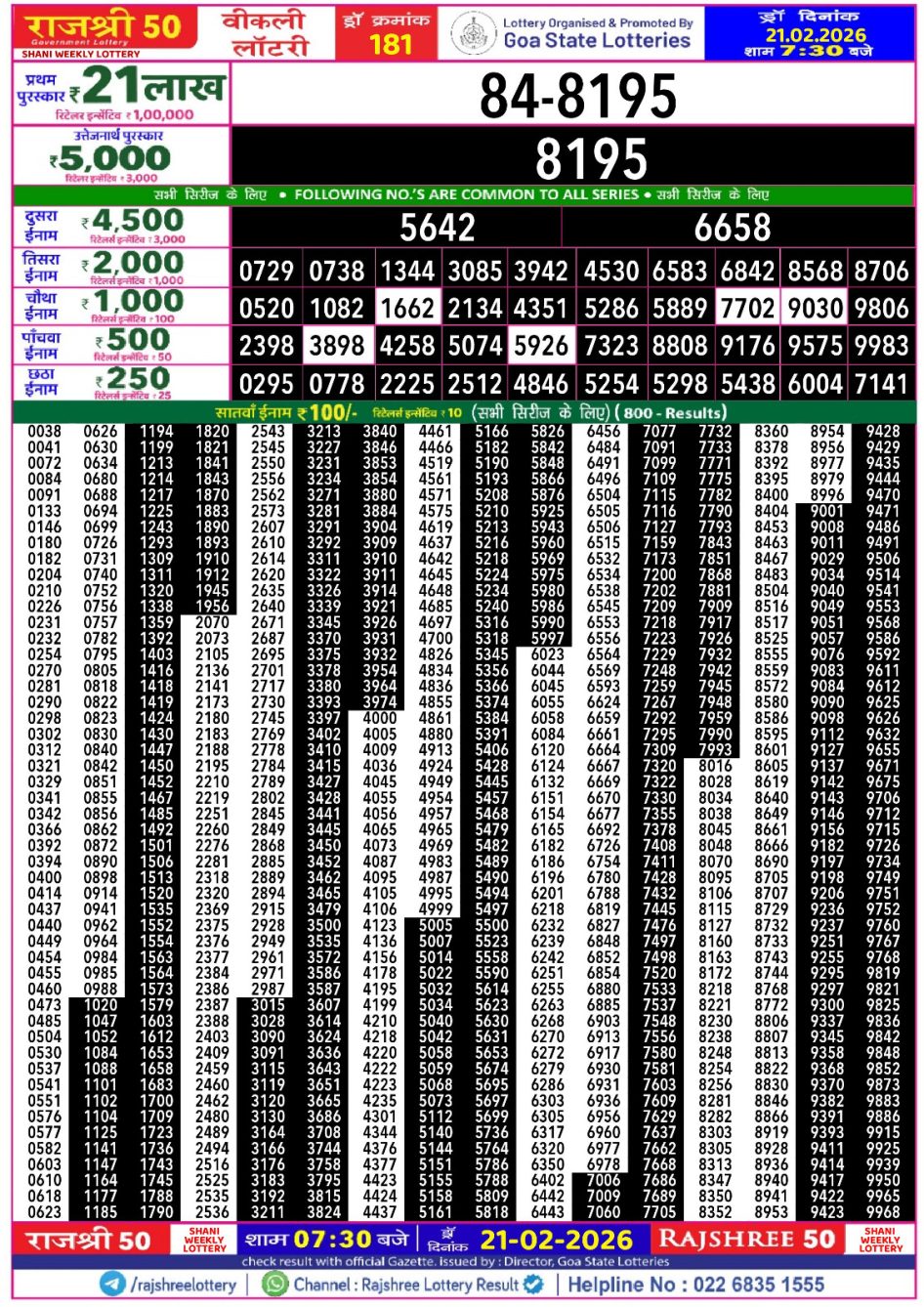 Everest Result Today Dear Lottery Chart