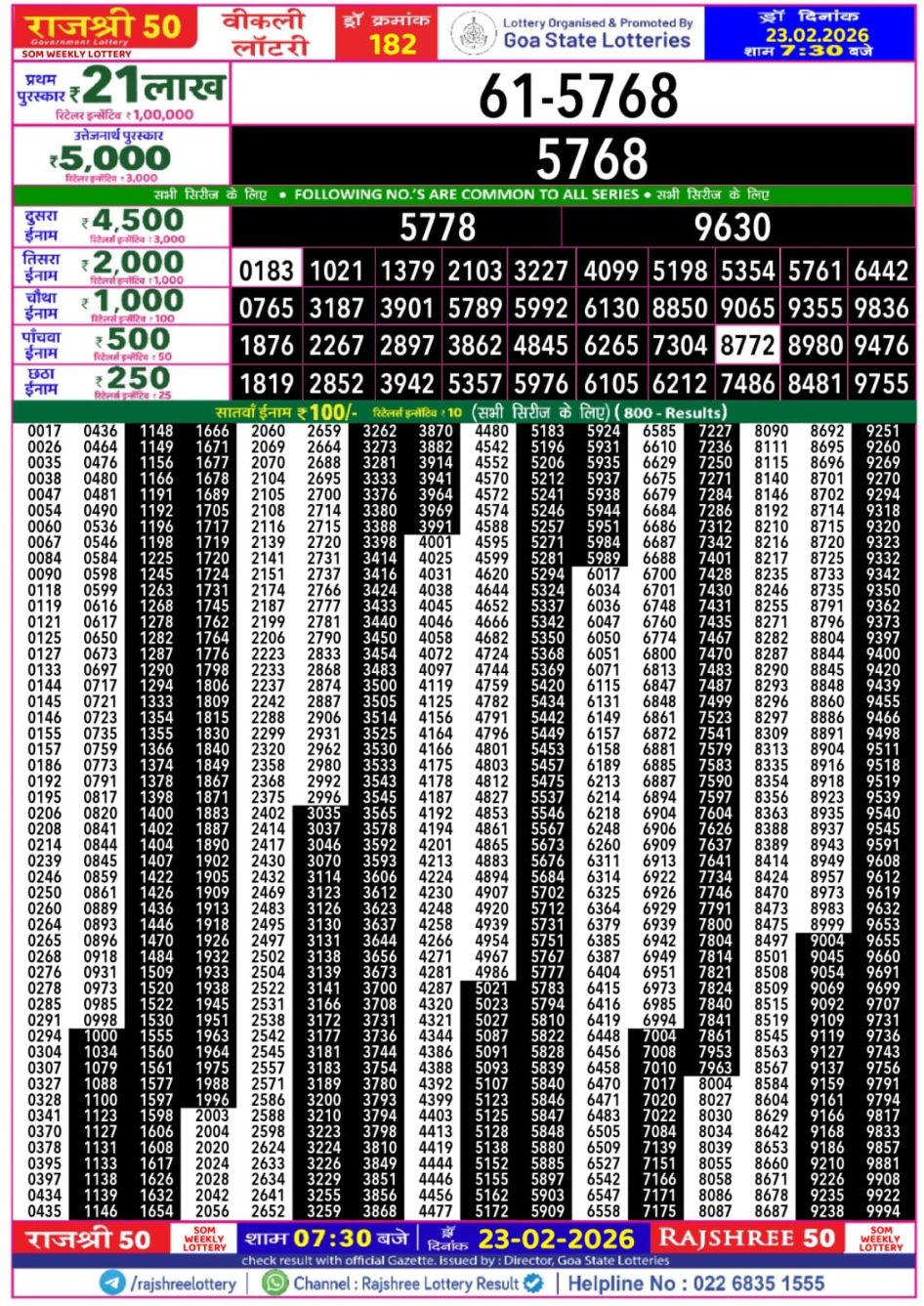 Everest Result Today Dear Lottery Chart