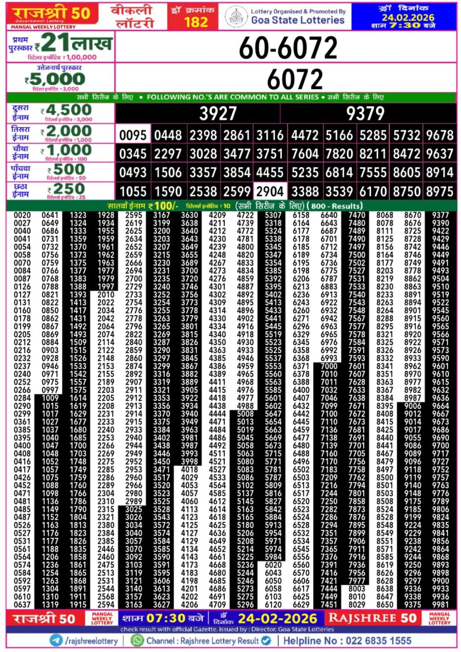 Everest Result Today Dear Lottery Chart