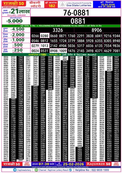 Everest Result Today Dear Lottery Chart