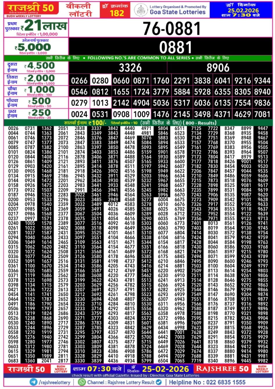 Everest Result Today Dear Lottery Chart