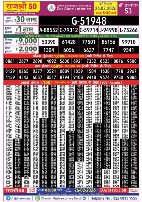 Everest Result Today Dear Lottery Chart
