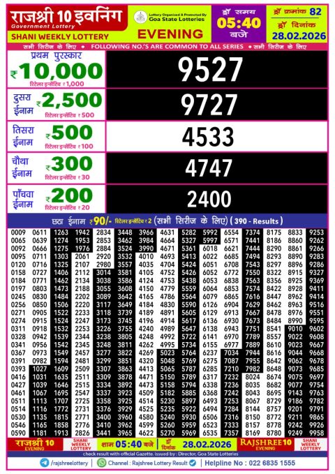 Everest Result Today Dear Lottery Chart