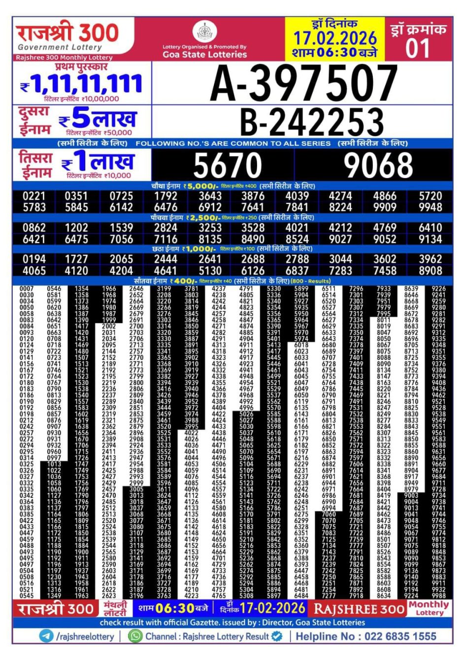 Everest Result Today Dear Lottery Chart