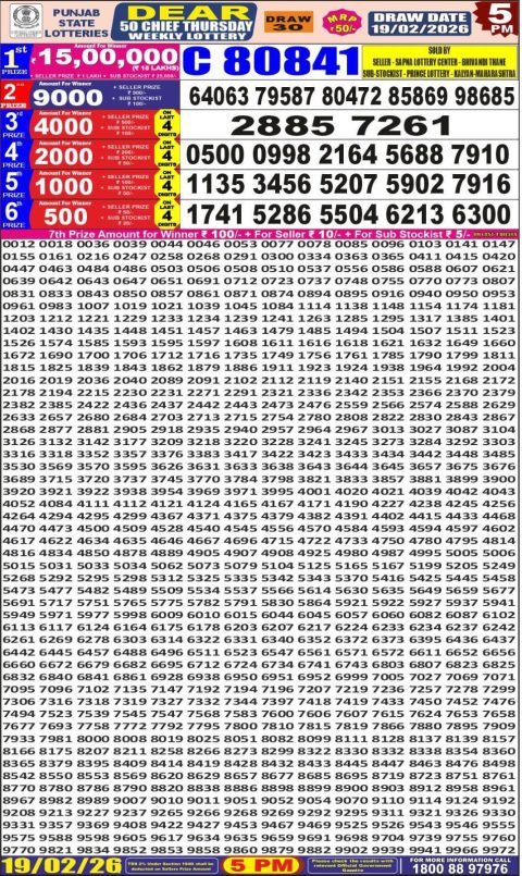 Everest Result Today Dear Lottery Chart