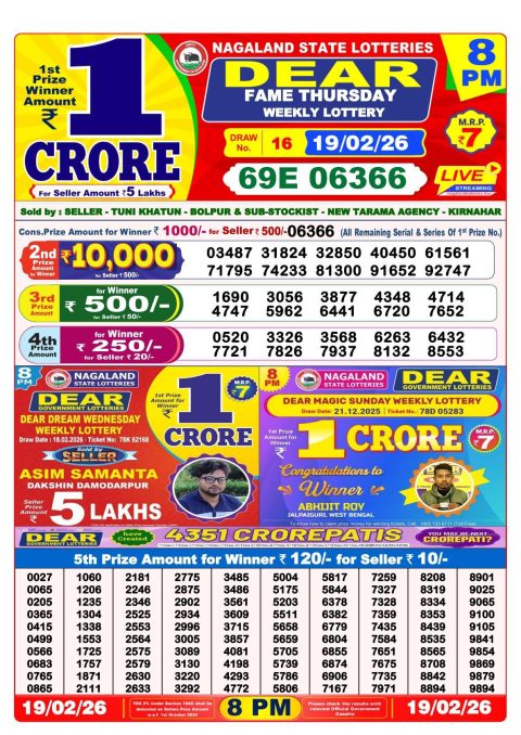 Everest Result Today Dear Lottery Chart