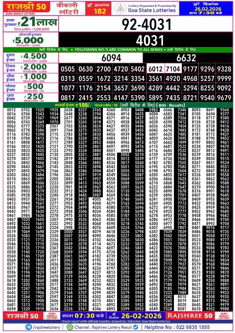 Everest Result Today Dear Lottery Chart