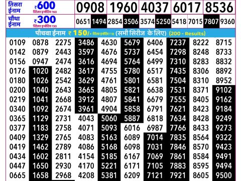 Everest Result Today Dear Lottery Chart