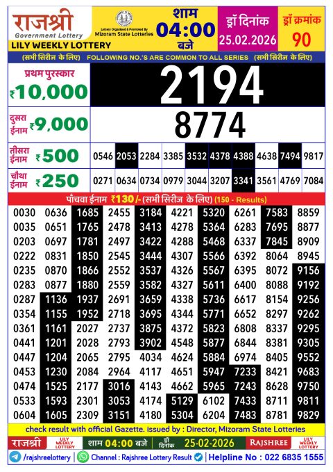 Everest Result Today Dear Lottery Chart