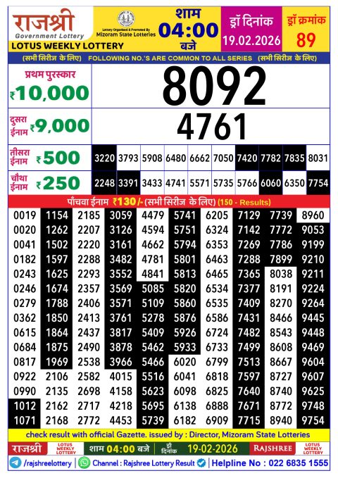 Everest Result Today Dear Lottery Chart