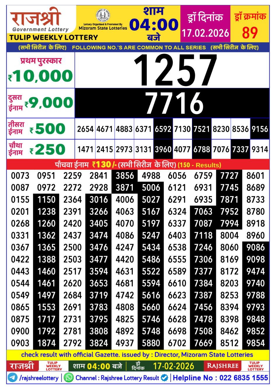 Everest Result Today Dear Lottery Chart