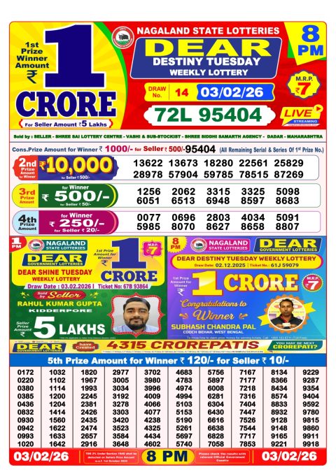 Everest Result Today Dear Lottery Chart