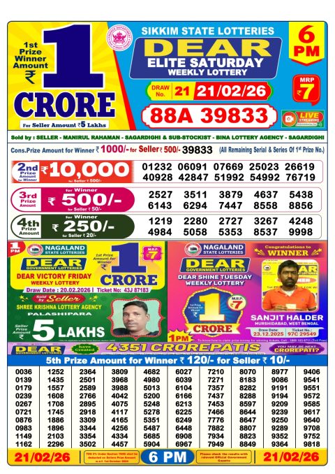 Everest Result Today Dear Lottery Chart