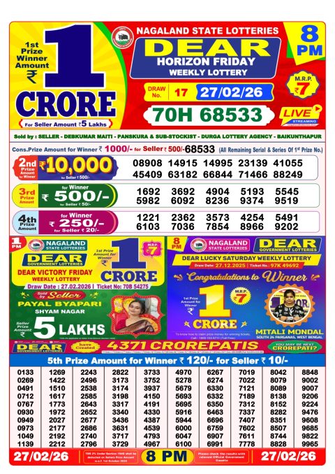 Everest Result Today Dear Lottery Chart