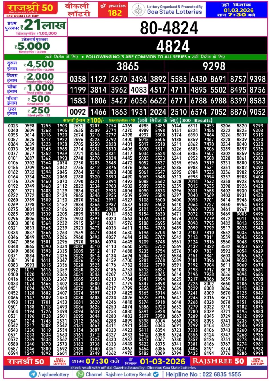 Everest Result Today Dear Lottery Chart