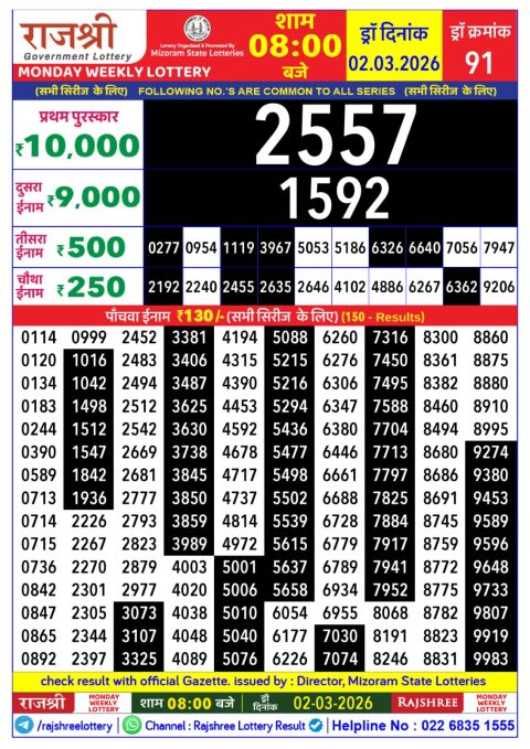 Everest Result Today Dear Lottery Chart