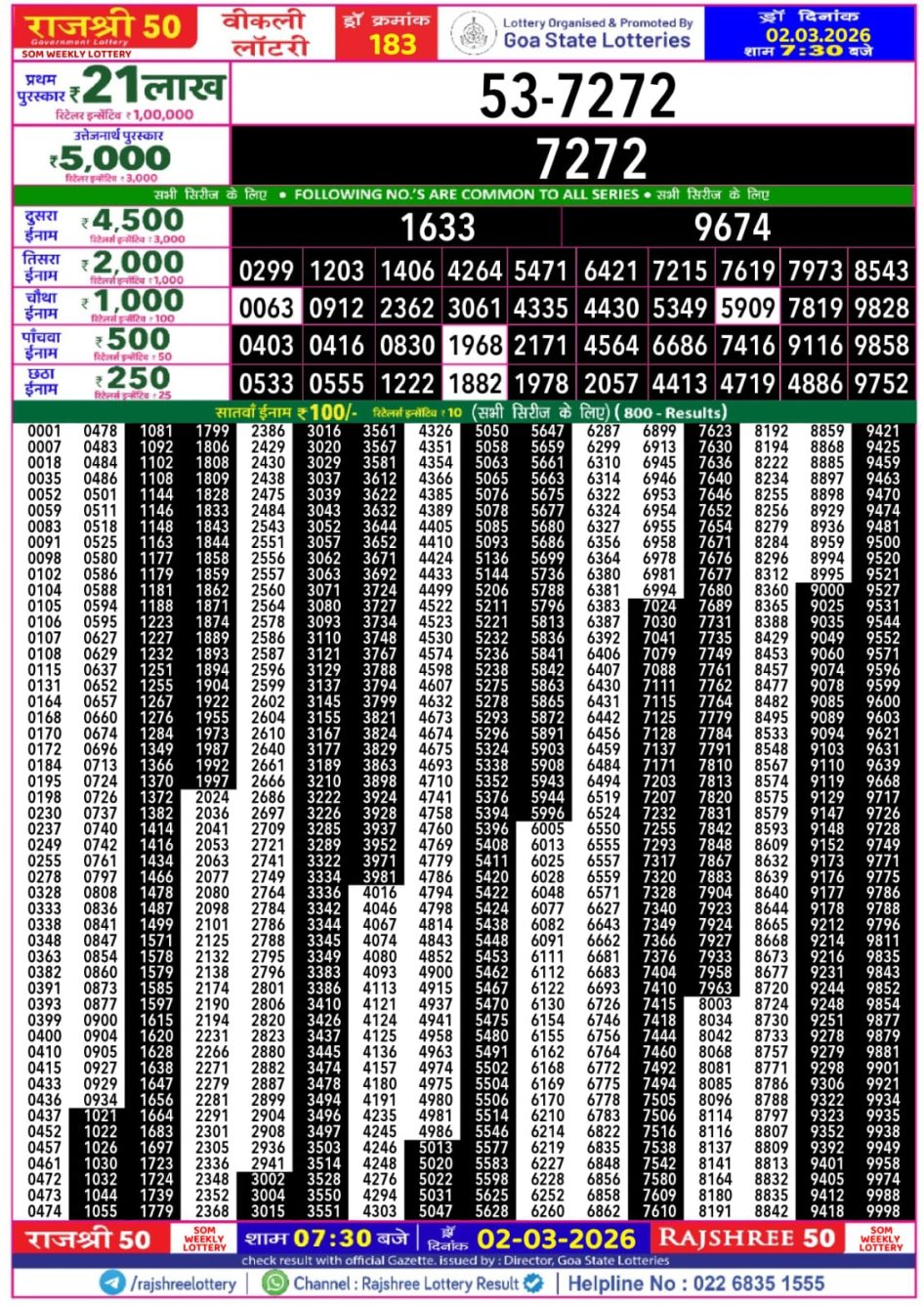 Everest Result Today Dear Lottery Chart