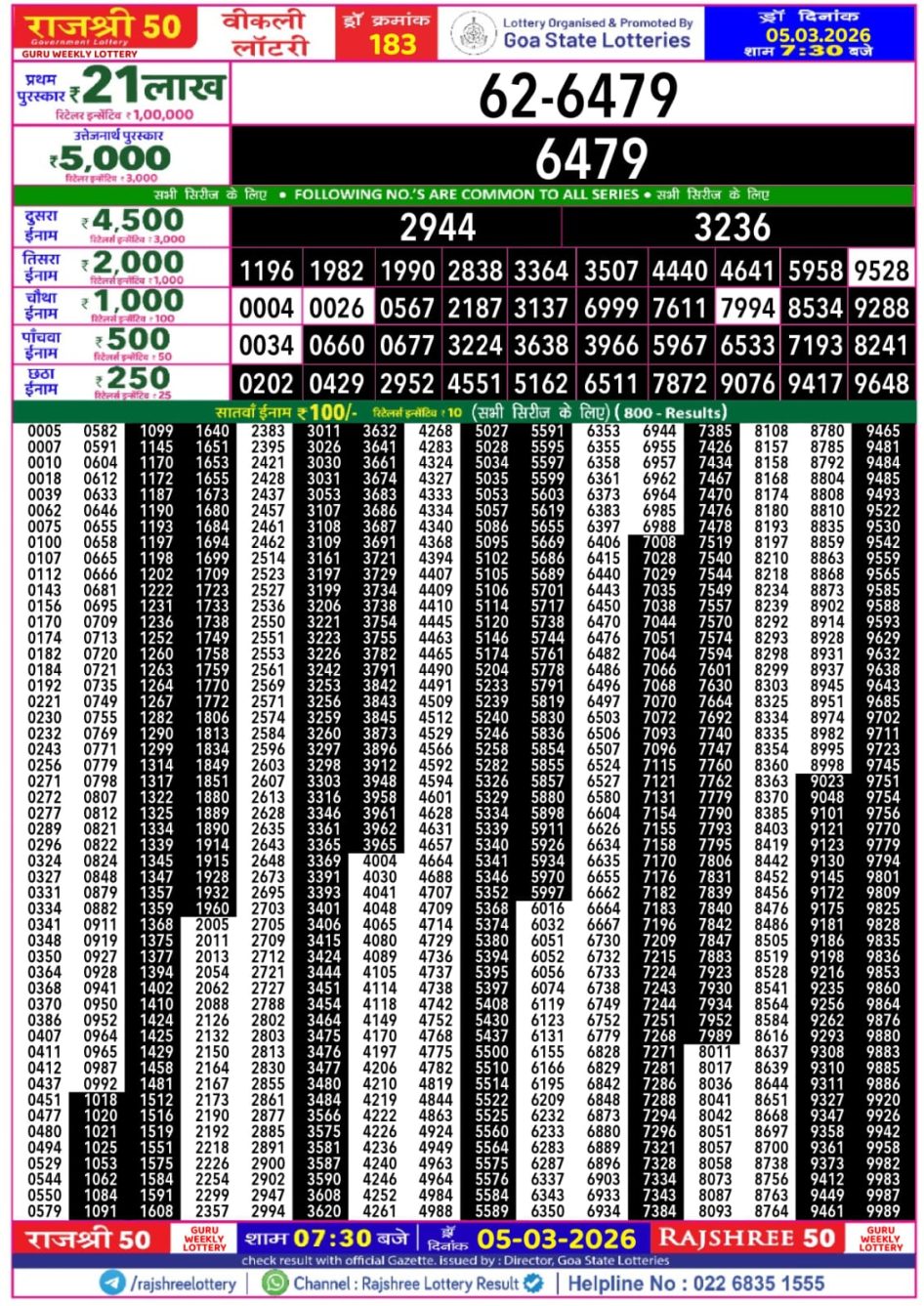 Everest Result Today Dear Lottery Chart