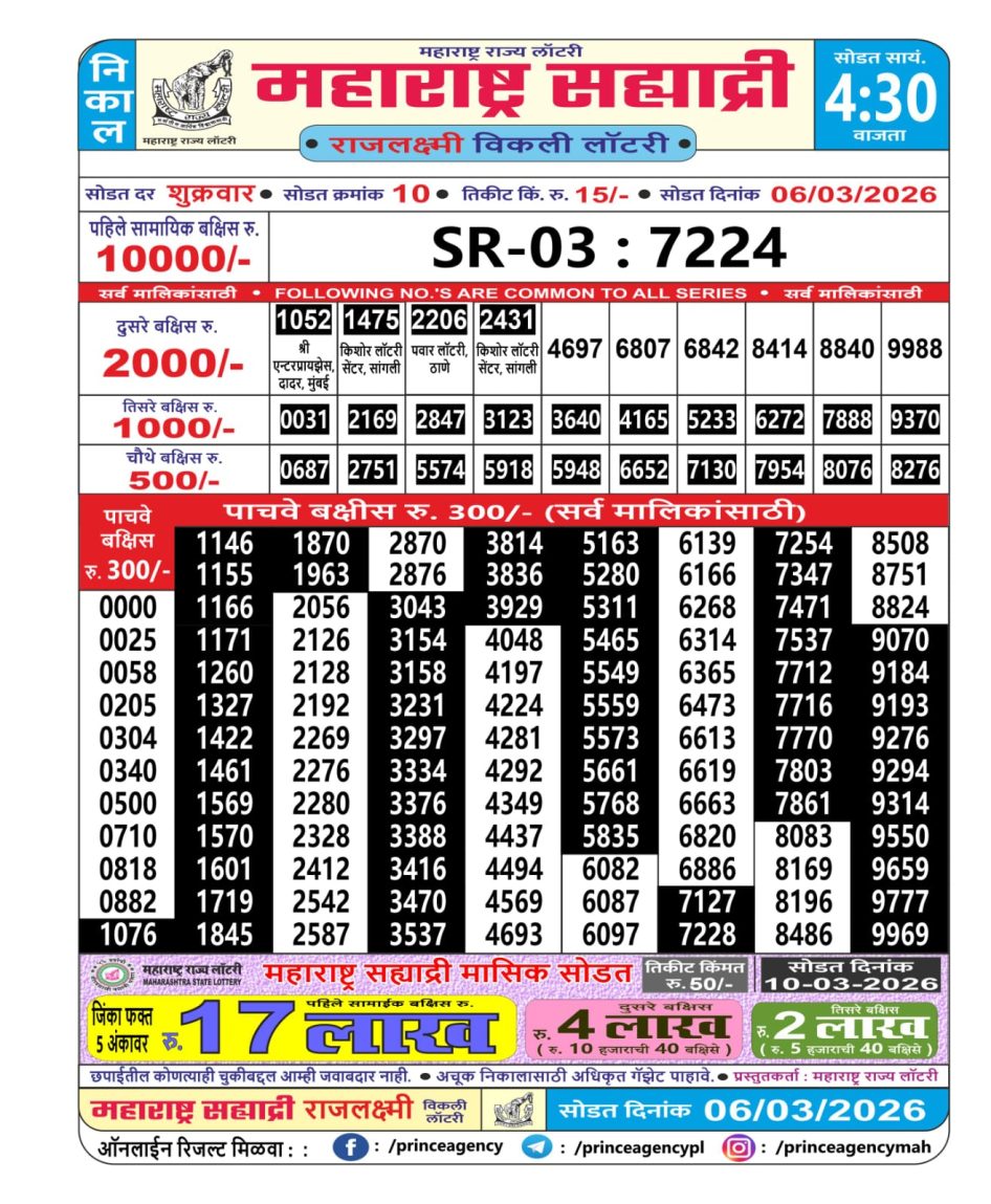 Everest Result Today Dear Lottery Chart