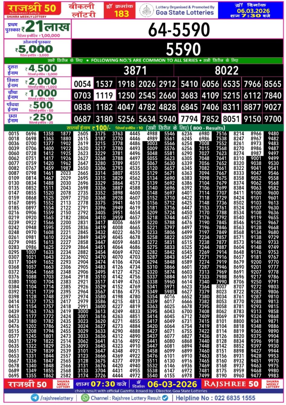 Everest Result Today Dear Lottery Chart