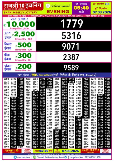 Everest Result Today Dear Lottery Chart