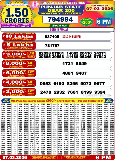 Everest Result Today Dear Lottery Chart