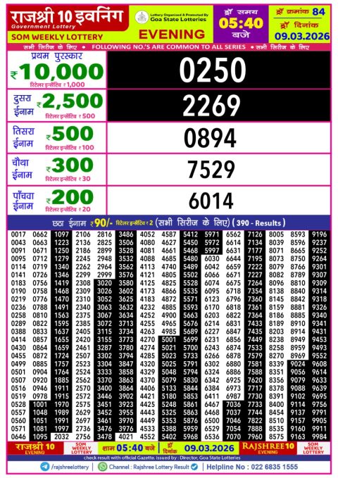 Everest Result Today Dear Lottery Chart