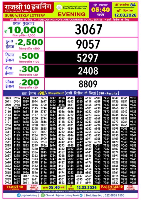 Everest Result Today Dear Lottery Chart