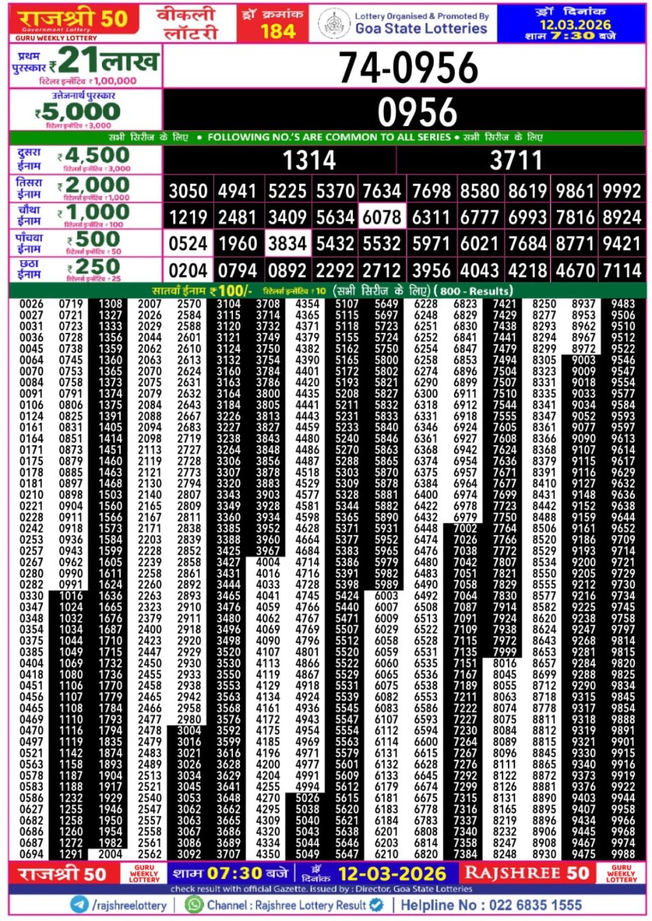 Everest Result Today Dear Lottery Chart
