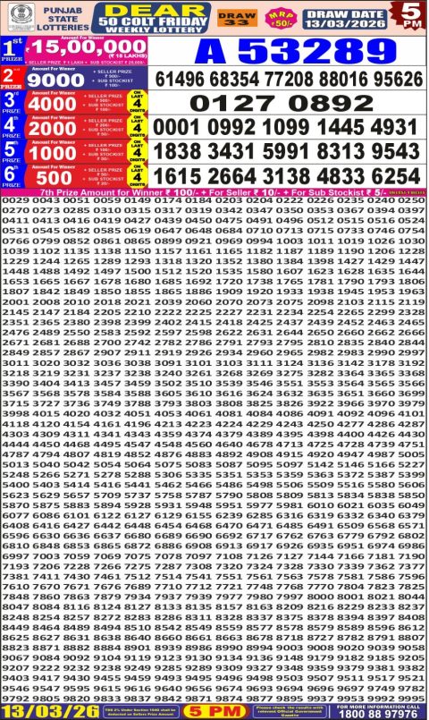 Everest Result Today Dear Lottery Chart