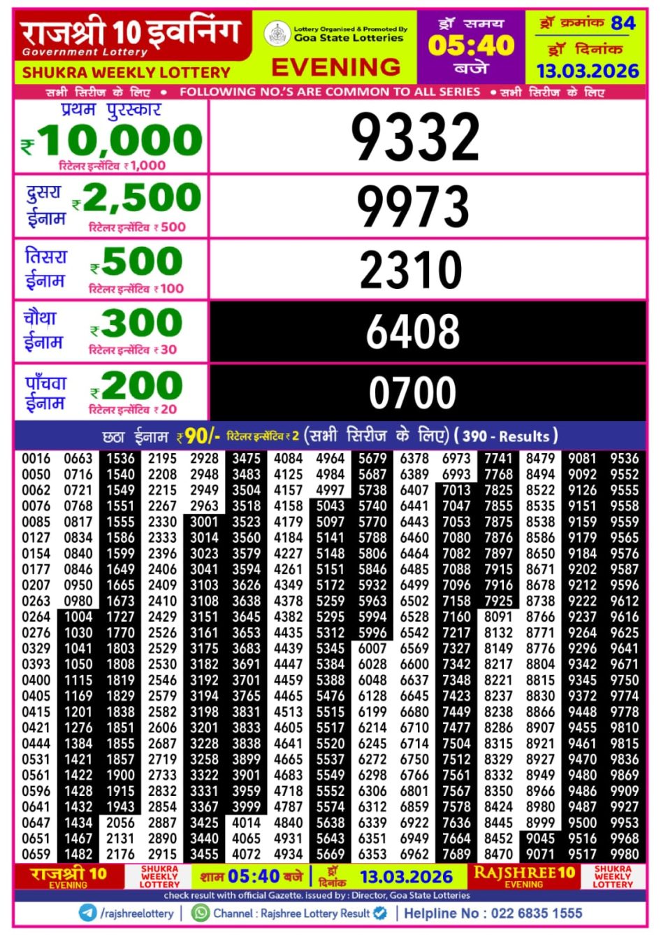 Everest Result Today Dear Lottery Chart