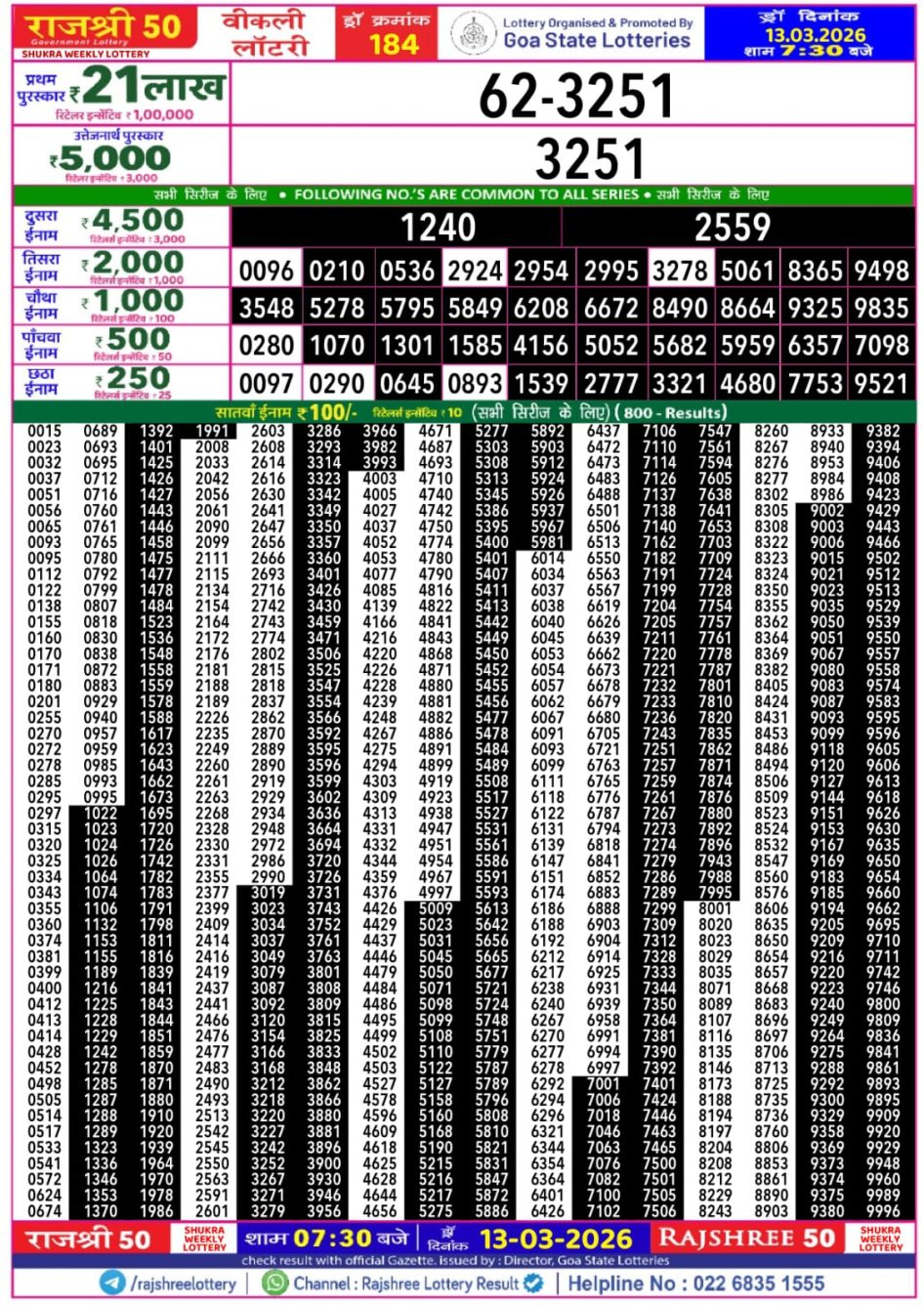 Everest Result Today Dear Lottery Chart
