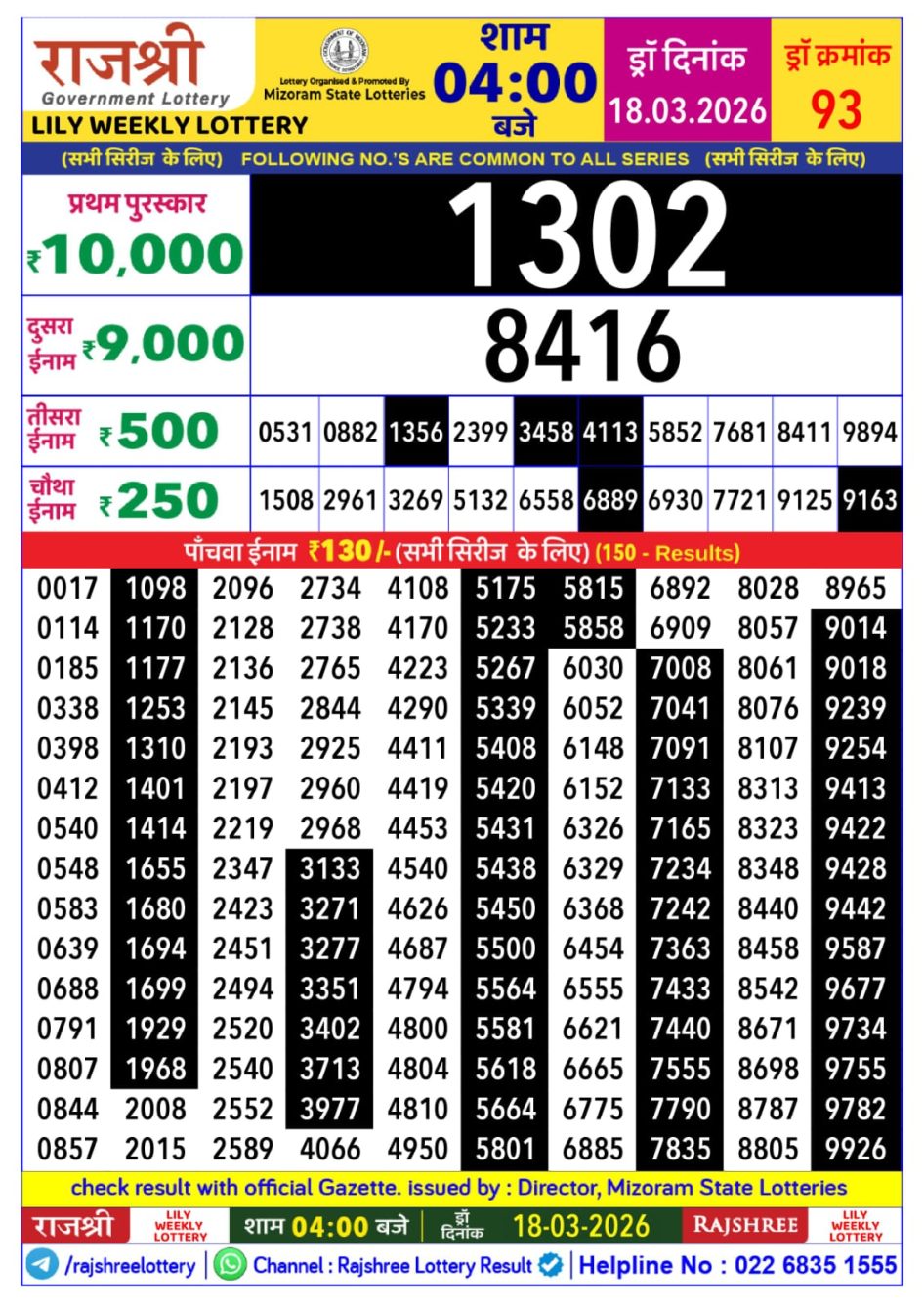 Everest Result Today Dear Lottery Chart