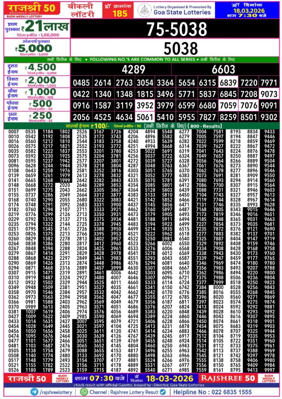 Everest Result Today Dear Lottery Chart