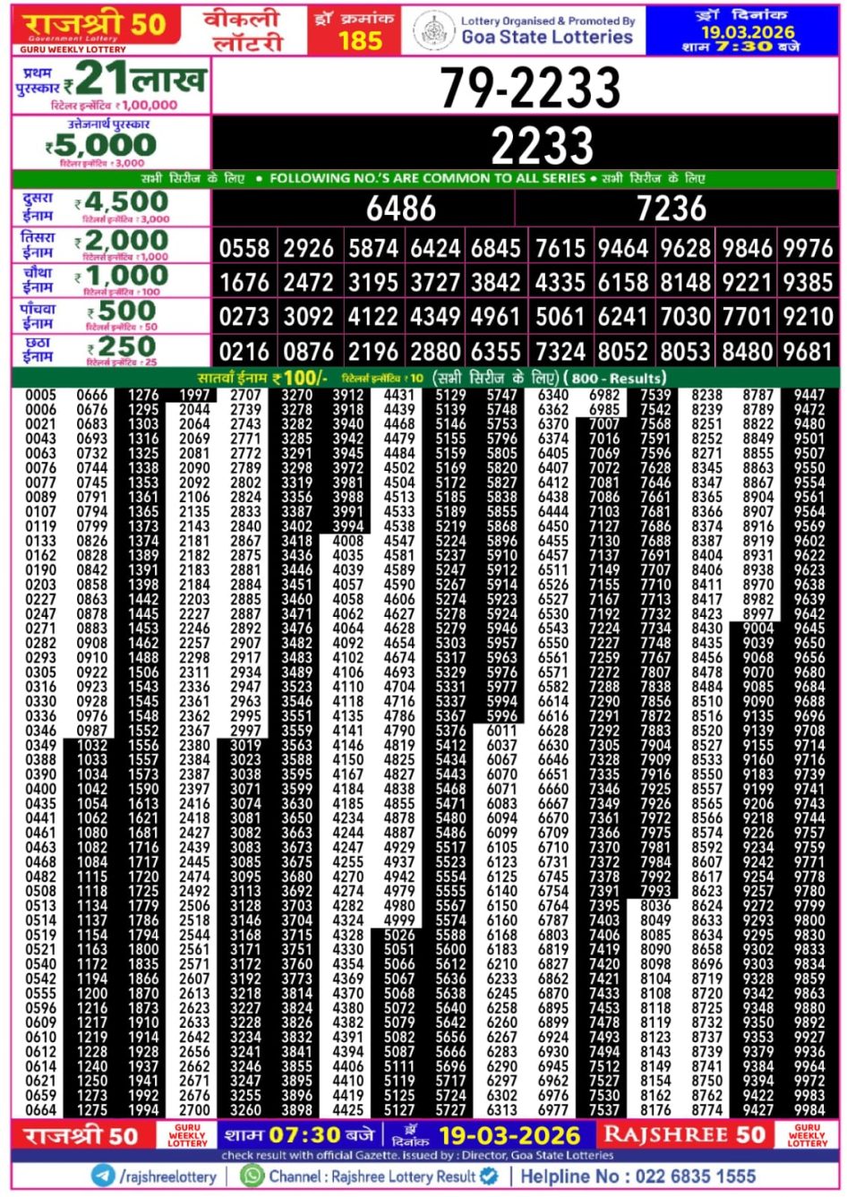 Everest Result Today Dear Lottery Chart