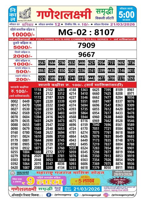 Everest Result Today Dear Lottery Chart